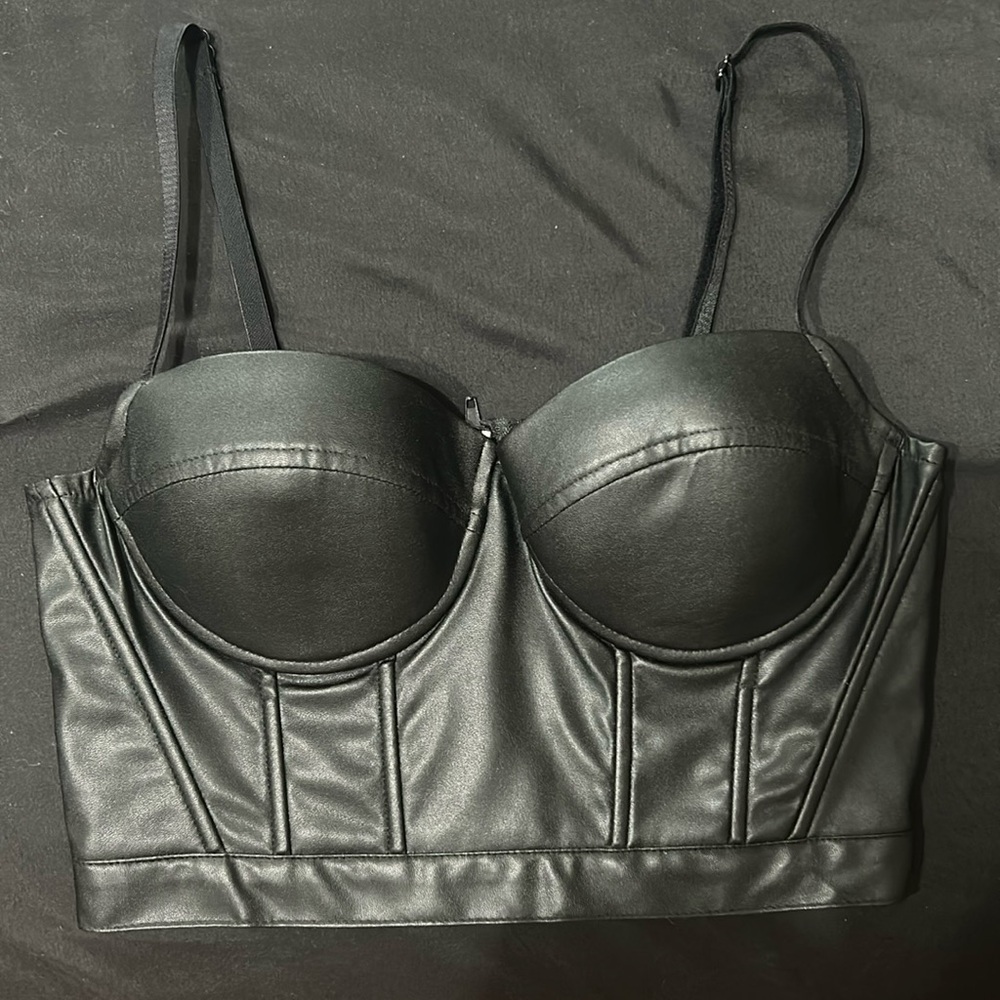 Black Pleather Corset Top